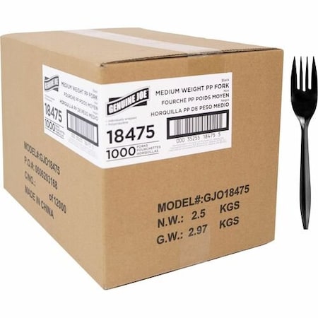 Genuine Joe FORK, MWPP, BLK, WRAPPED, 1000PK GJO18475